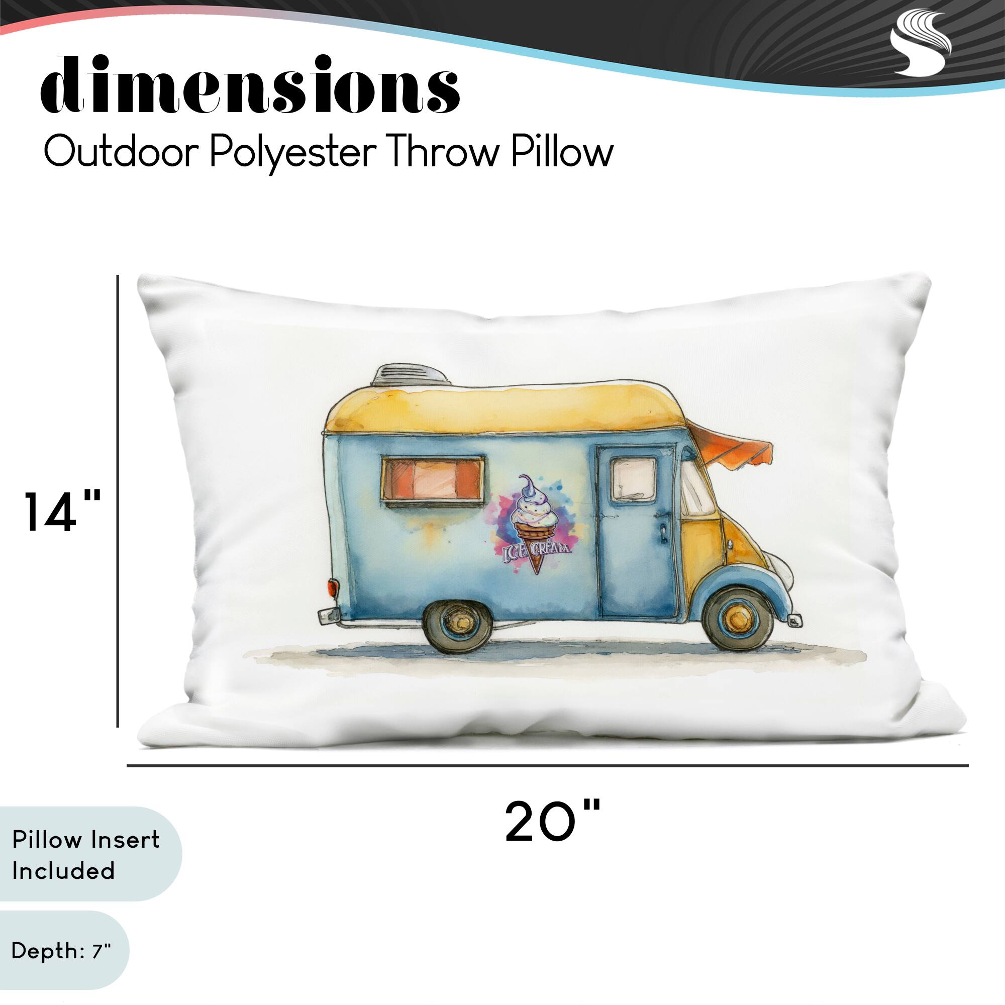 Stupell Industries 14" x 20" Retro Ice Cream Truck Outdoor Print Throw Pillow